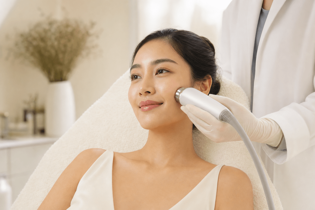 Patient receiving a physician-led facial treatment at FTV Clinic Bangkok